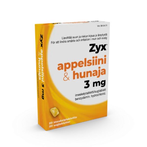 Appelsiini & hunaja 3 mg 20 imeskelytablettia