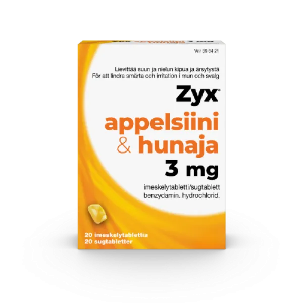 Appelsiini & hunaja 3 mg 20 imeskelytablettia